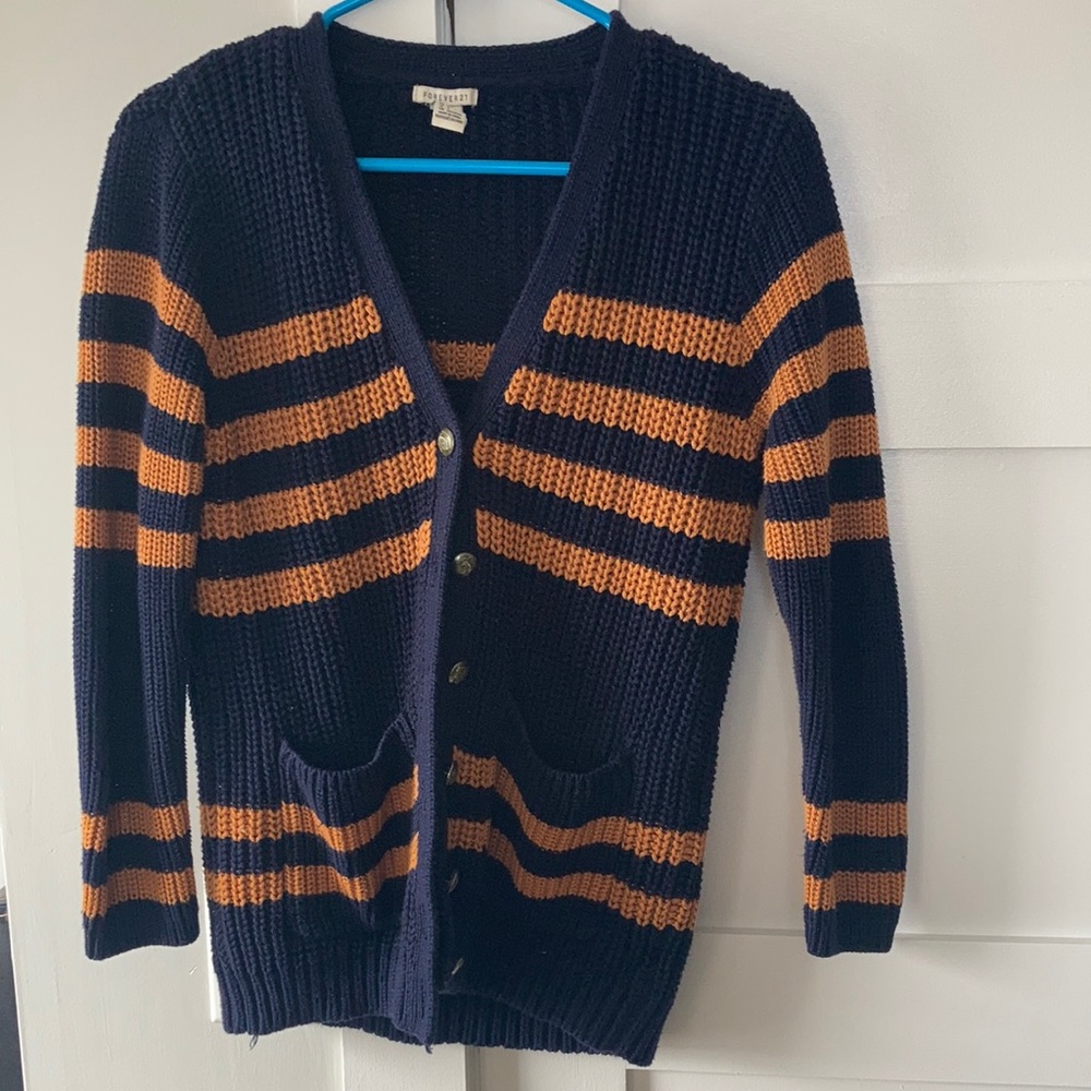 Forever 21 Knit Cardigan Blue and Gold